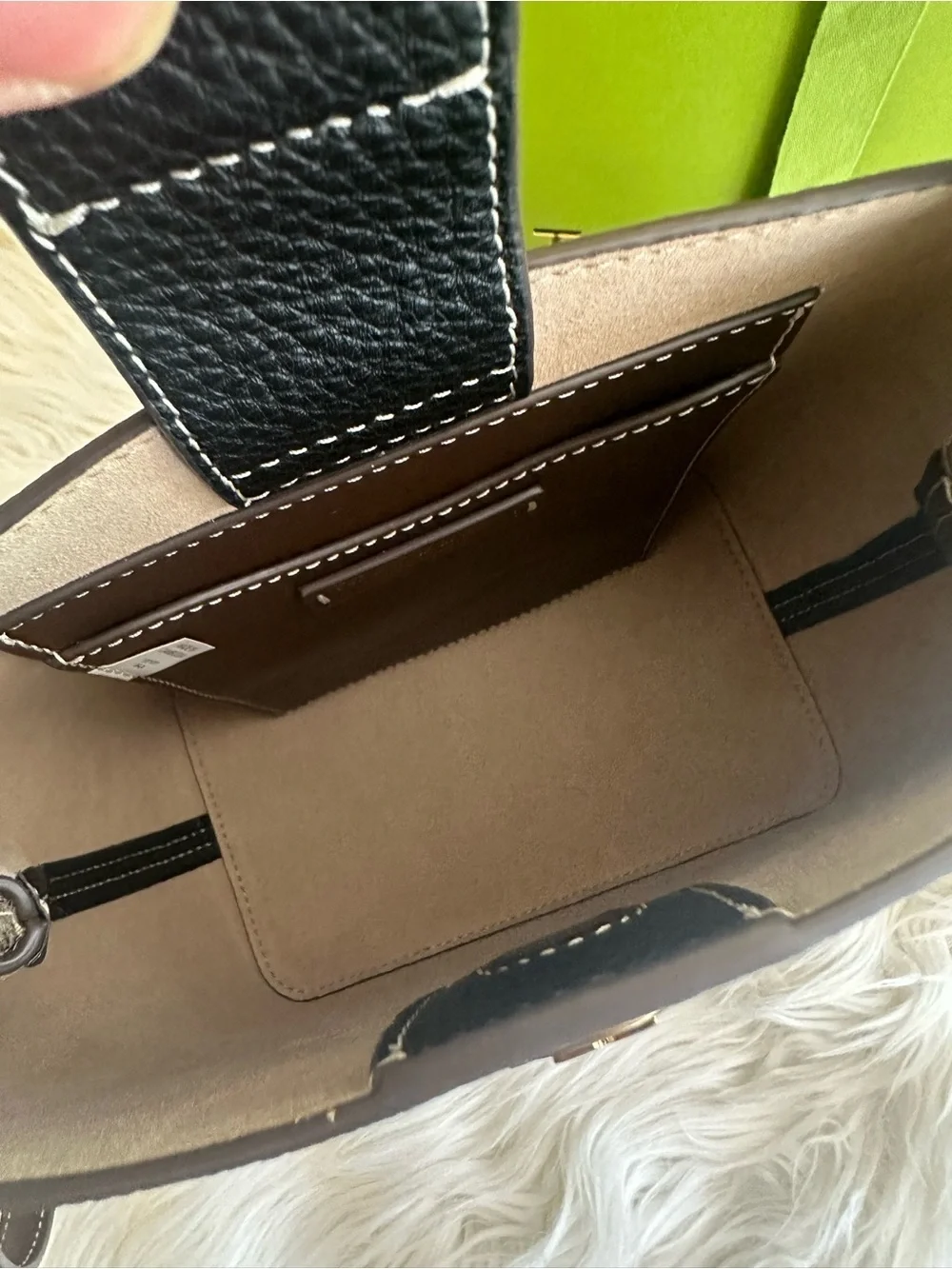 Tory Burch Black Leather Bucket Shoulder Bag with Gold Logo